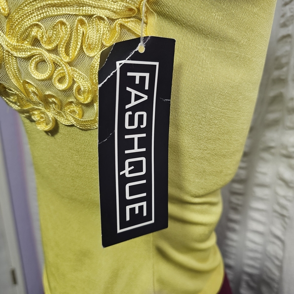 Fashque Vintage NWT Yellow Lace Trim Embroidered Tank Top Cami Sleeveless - Picture 8 of 13